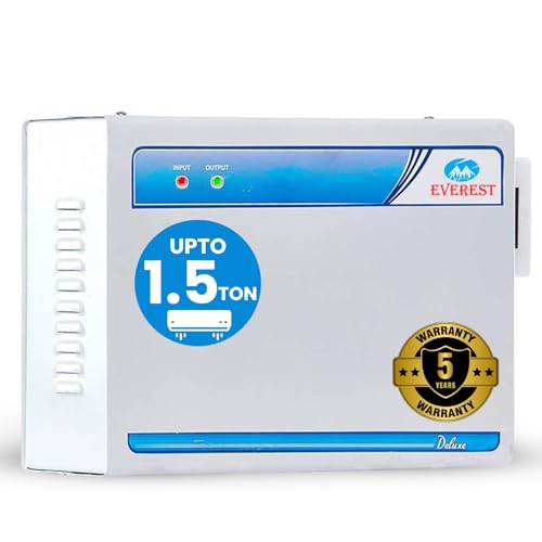 Image of Everest 4KVA-N Voltage Stabilizer for Up to 1.5 Ton AC | Compatible with Inverter, Split & Window AC | Working Range 170V-270V | Intelligent Time Delay System | LED Indicator | White