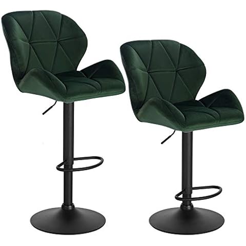 WOLTU® Barhocker BH139dgn-2 2er Set Barstuhl Tresenhocker Bistrohocker Designer Hocker mit Rückenlehne, höhenverstellbar, drehbar, Samt Stahl Cover