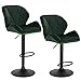 WOLTU BH139dgn-2 Lot de 2 Tabouret de Bar réglable en Hauteur Chaise Haute pour Bar avec Dossier siège rembouré en Velours Pied en métal,Vert Foncé