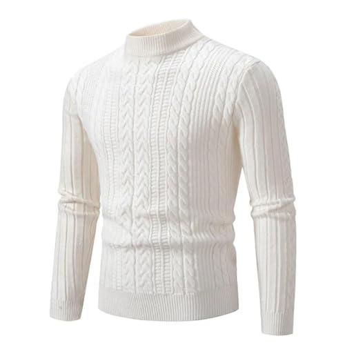 Men's Winter Mock Neck Knitted Sweater - Solid Color Slim Fit Warm Casual Streetwear Pullover2