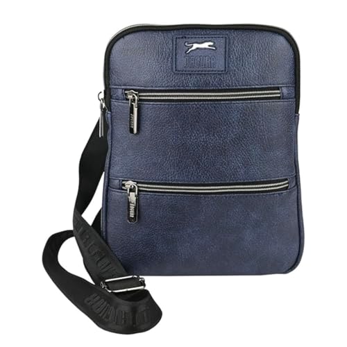 JAGUAR Bolso bandolera Slim hombre, 21 x 27,5 x 3 cm, azul, 4 compartimentos con cremallera, azul