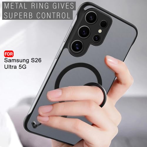 Image of TheGiftKart Hybrid Ultimate Slim Back Case Cover for Samsung Galaxy S26 Ultra 5G | Lightweight Profile | Hard Back Cover Case (PC & TPU, Frosted Matte Translucent, MagSafe Compatible, Black Sides)