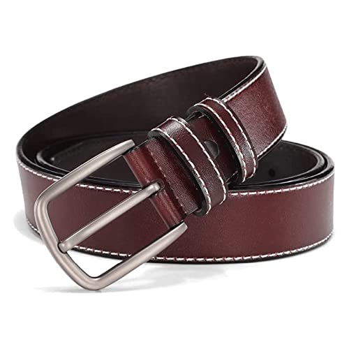 100% Genuine Leather Men's Casual Jeans Belt - Tooling Design With High-Grade Alloy Pin Buckle - Widened Strap3