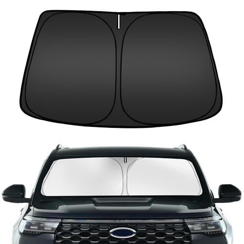 Image of ARISMOTOR Windshield Sun Shade for Ford Explorer 2020-2025 2026, Custom Fit Foldable Front Window Sunshade Sun Visor Protector, Block UV Rays Keep Your Car Cooler