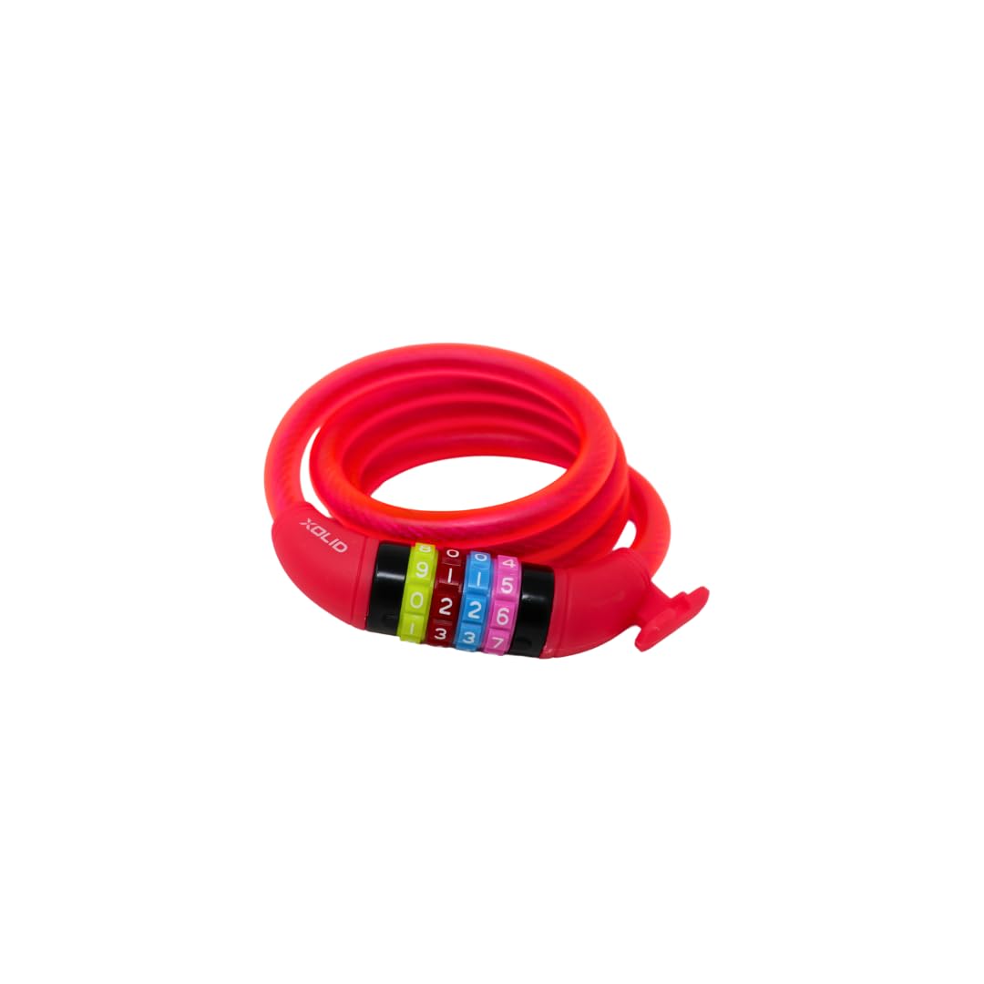 Xolid Lucchetto a combinazione con cavo, 1200 x 12 mm, rosa, extra lungo, sicuro, flessibile, resistente alle intemperie, senza chiave, ideale per bicicletta, e-bike, scooter, antifurto, elegante