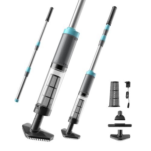 Image of VERVEWAVE Handheld Hot Tub Vacuum, Cordless Small Pool Vacuum for Above Ground Pool with 3 Brush Heads & LED Light, Rechargeable Spa Vacuum Up to 90Mins Runtime, Ideal for Cleaning Small Debris Types
