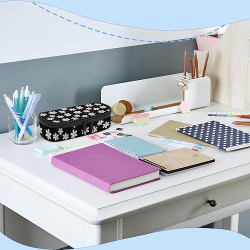 Image of Daisy Pencil Case, Large Capacity Pen Pencil Case for Boys Girls Teen, Kids 3 Compartments Multifunction Pencil Box with Zipper Organizer, Pencil Pouch for Back to School Students