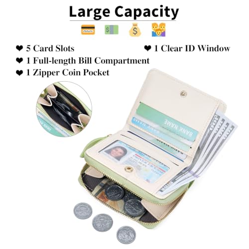 Image of GAEKEAO Small Wallet for Women RFID Blocking Vegan Leather Floral Ladies Purse Bifold Compact Card Holder with Zipper Pocket