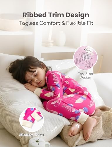 Image of PATPAT Bamboo Viscose Pajama Sets for Toddler Boys & Girls Baby Kids, Ultra-soft Snug fit Pjs Sleepers for Birthday Holiday