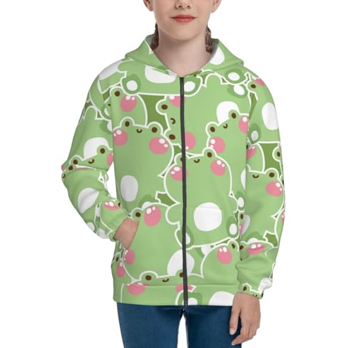 Cute Frog2 Kids Pullover Hoodies Boys Zip Up Sweatshirts Girls Athletic Clothes with Pocket3