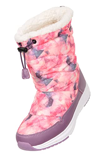 Mountain Warehouse Glide Kids Unisex Printed Snow Boots - Waterproof, Textile Upper, Fleece Lining Pink Kids Shoe Size 6 Us #TOP4