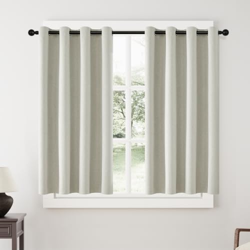 ChrisDowa Greyish Beige Blackout Curtains 54 Inch Long 2 Panels for Bedroom