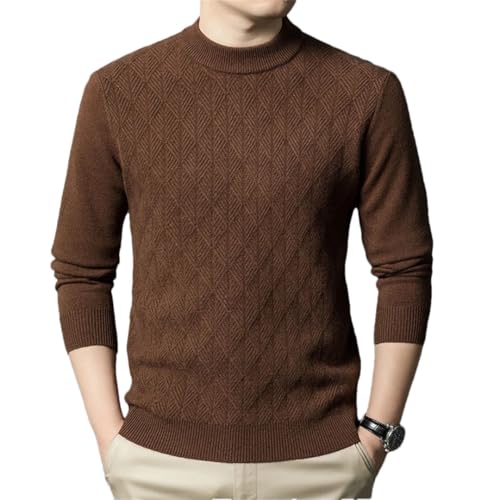 Men's Winter Mock Neck Knitted Sweater Solid Color Thick Warm Knit Pullovers Slim Fit Sweaters
