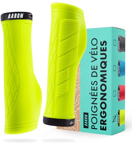 AARON - Poignées de vélo Lock-on FIT - Style Sportif - avec Rembourrage amortissant en Gel/en Caoutchouc antidérapant - pour vélo électrique/VTC/VTT/vélo...