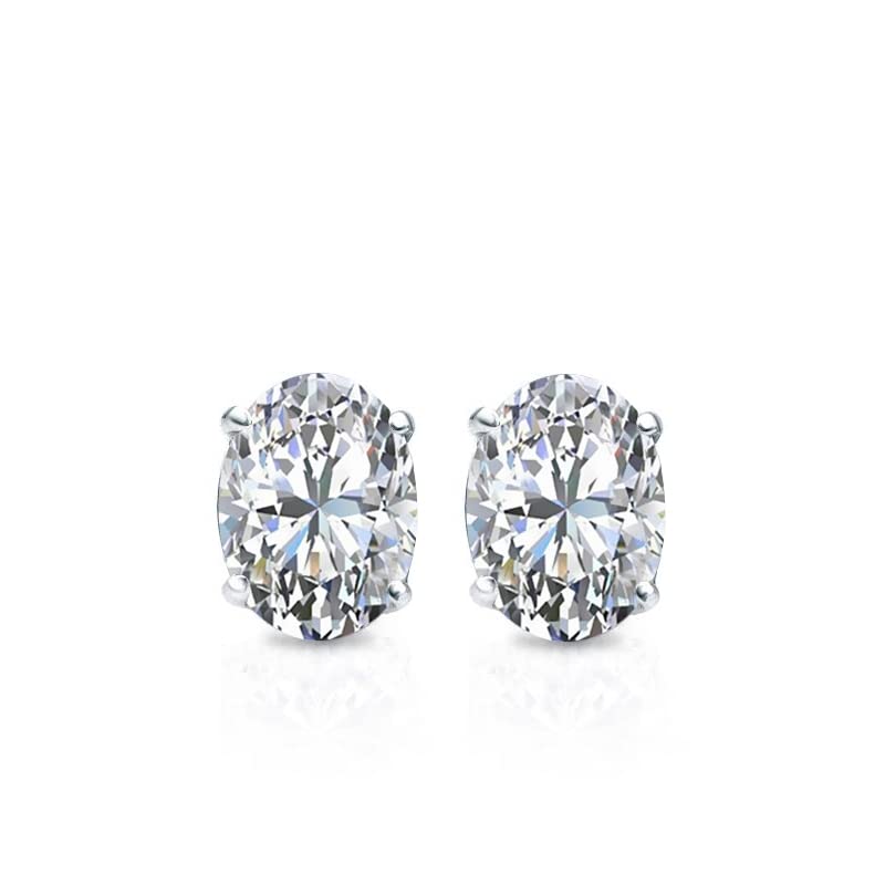 I JewelsSparkling Silver Plated Pear Solitaire stone studded Stud Earrings Women and Girls (E2984-85)