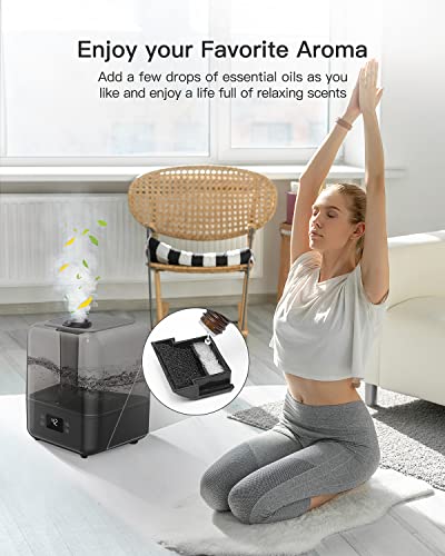 Humidifier For Bedroom Large Room, Morento 4.5L Top Fill Cool Mist Humidifier For Baby And Plants, Essential Oil Diffuser, Last Up To 50Hrs With Night Light, Humidity Setting, Auto Shut-Off, Black #TOP3