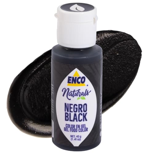 ENCO Natural Food Coloring Gel Black (1.41 oz) – No Artificial Dyes, Vibrant Colors for Icing, Buttercream & Fondant – SQF, FDA Certified – Kosher & Vegan Colors – Baking & Cake Decorating
