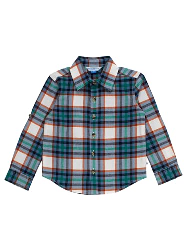 Image of RUGGEDBUTTS Boys Solid Cotton Long Sleeve Button Down Shirt with Button Tabs