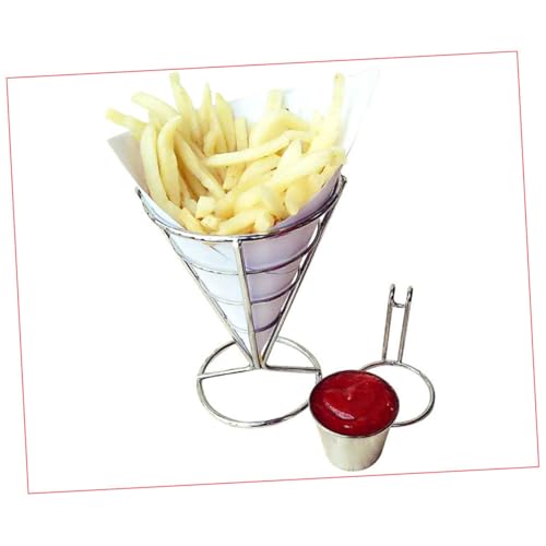 Présentation snacks haut de gamme avec ce support à cône pour frites design