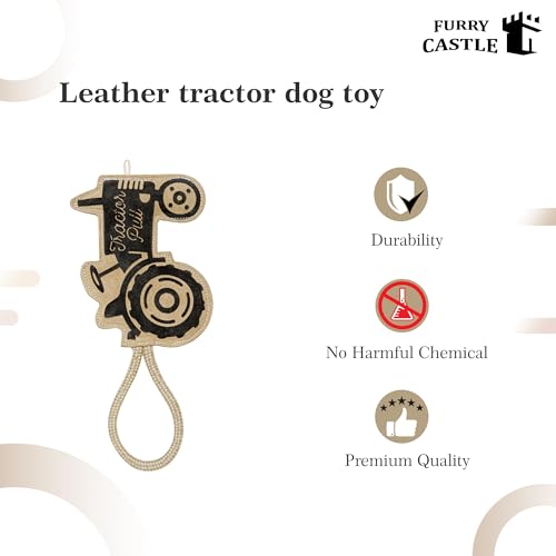 Image of Dog Toys Leather Tractor Shape Perfect for Pets-Dog & Cats (Pack of 1, Tan)