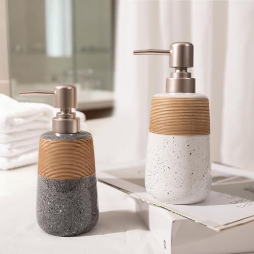Image of Ceramic Hand Soap Dispenser, 15 Oz Liquid Soap Dispenser for Bathroom Countertop Dish Soap Dispenser for Kitchen Sink, Bathroom Lotion Bottle Dispensers Farmhouse Kitchen Decor, White