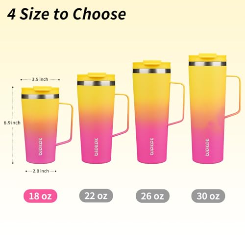 Image of BJPKPK 18oz Insulated Tumbler with Handle, Lid & Straw, Stainless Steel