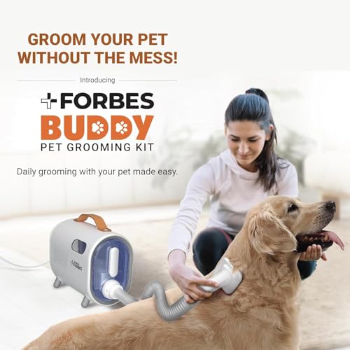 Image of Eureeka Buddy Pet Grooming Vacuum Kit with 5 Accessories for Dogs & Cats | Adjustable Suction | All-Weather Heater Mode | Pet Grooming Kit & Vacuum Suction| Easy Dust Disposal