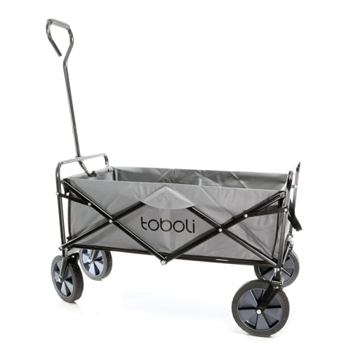 Toboli Bollerwagen faltbar Offroad grau, Faltbollerwagen belastbar bis 100 kg, Klappbollerwagen für Strand, Garten, Einkäufe