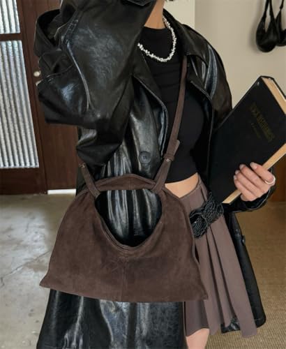 Womens Trendy Genuine Suede Leather Crossbody Bag Small Shoulder Purse Top Handle Handbag Designer Satchel3