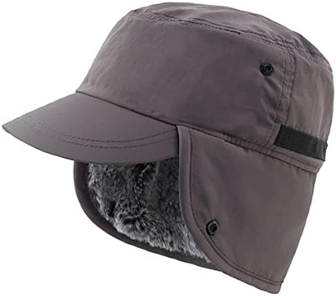 Connectyle Men's Winter Hats with Bill Earflaps Newsboy Hat Warm Ski Skull Cap Visor Sports Hat Grey