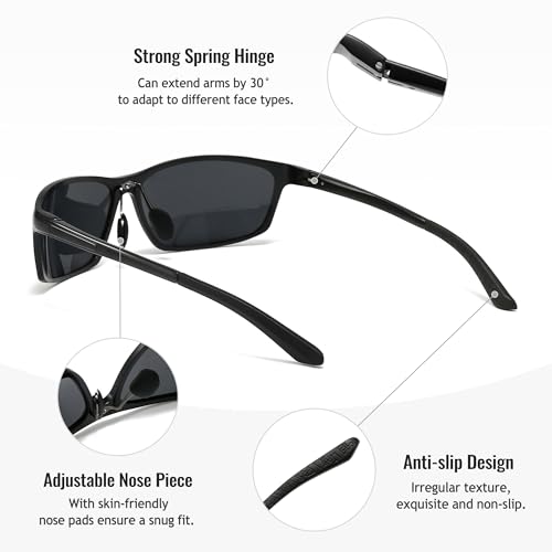 SUNGAIT Sunglasses Men Polarized Rectangle: Sports Sun Glasses UV Protection – Cool Shades for Driving Running Fishing Golf4