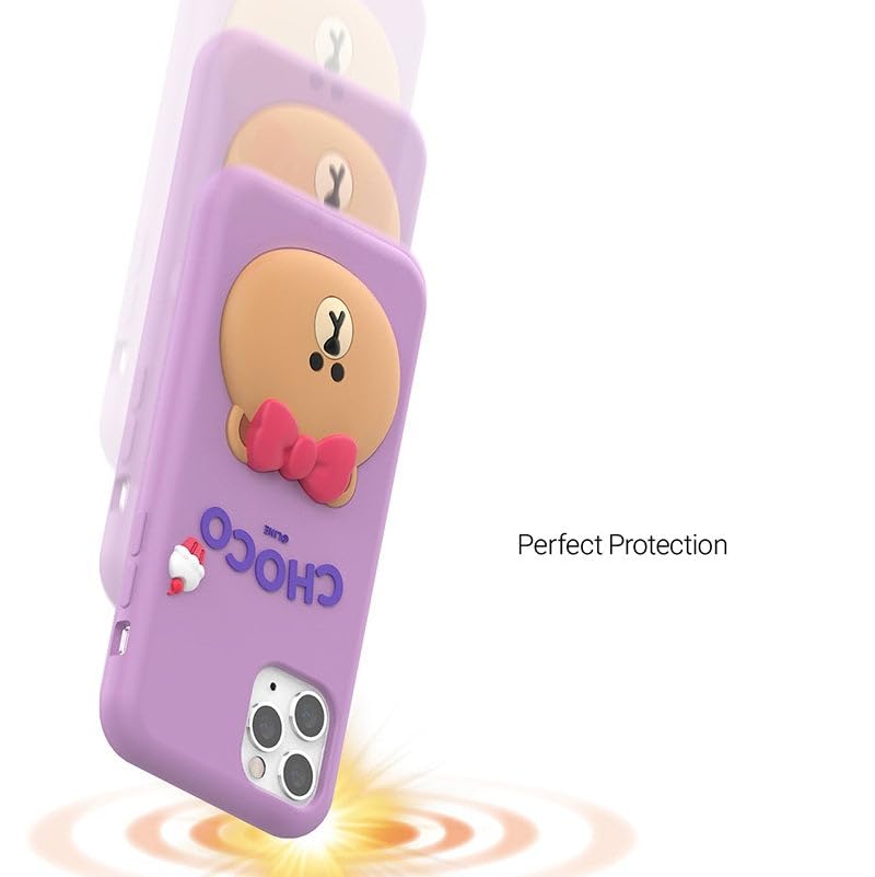 Image of COVERLY for iPhone 14 Plus 3D Line Friends Choco Cartoon Case,Premium Silicone Case Purple Candy with Phone Holder Cool Full Protective Cute Kawaii Aesthetic Cover for Apple iPhone 14 Plus