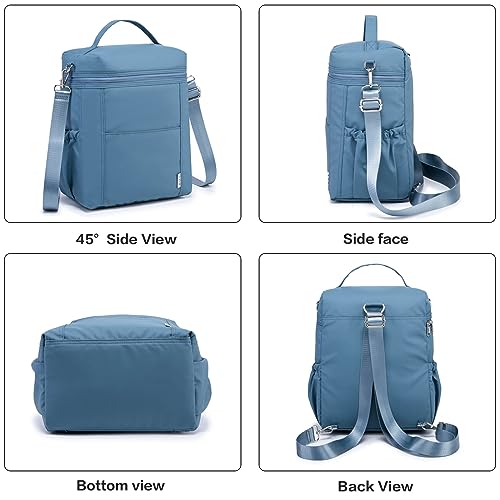 Image of NOL Natural Organic Lifestyle Insulated Lunch Bags for Women Cooler Bag Lightweight Nylon Waterproof Lunch Box For Work (Dusty blue, Large)