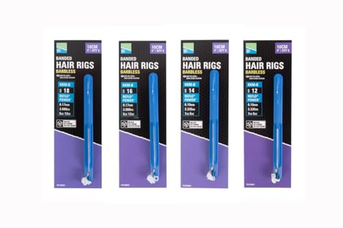 Preston Innovations Banded Hair Rigs Barbless KKM-B 4 10cm Qty 8 (Size 12 x1 Packet)