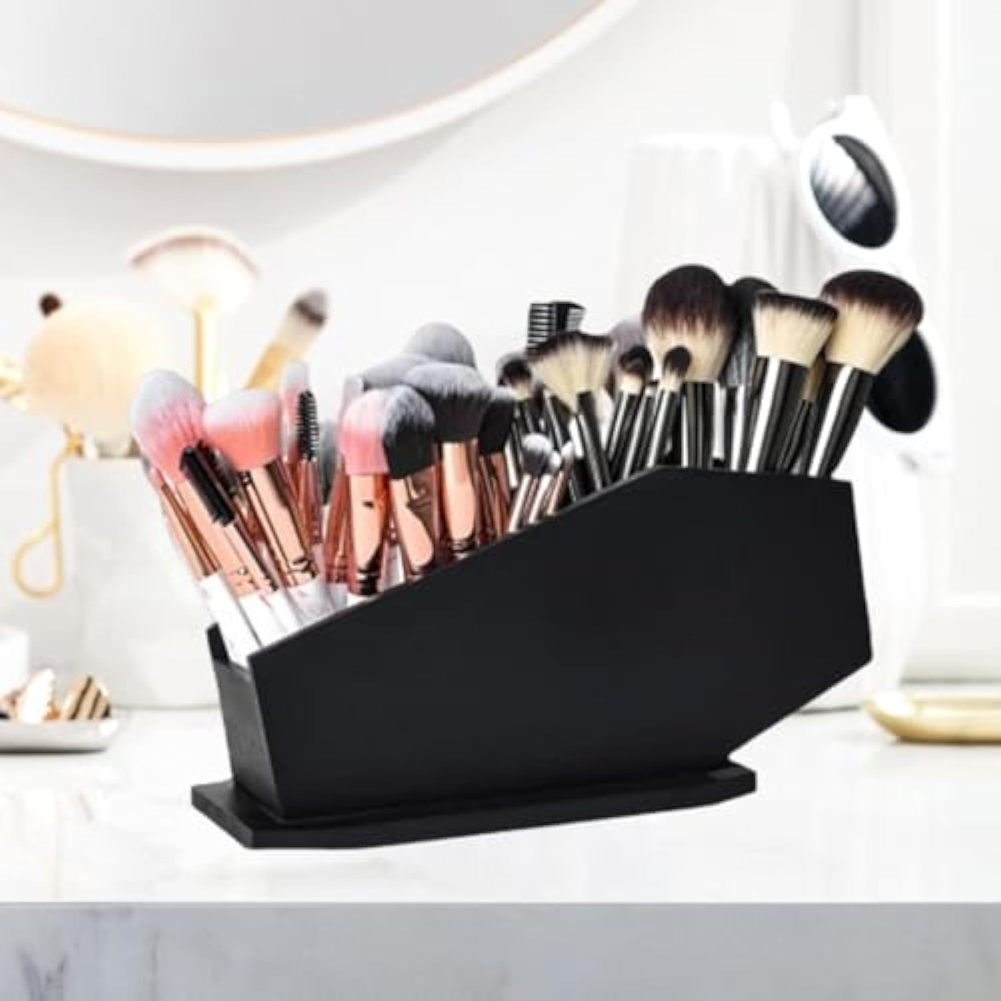 Sturdy Makeup Brush Holder with Compartments