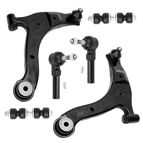 6Pc Front Suspension Kit for Chrysler PT Cruiser 2001-2010; for Dodge Neon 2000-2005; Plymouth Neon 2000-2001 Lower Control Arm w/Ball Joint Outer Tie Rod End Sway Bar Link