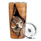 winorax Owl Tumbler 20oz Owl Gifts For Owl Lovers Women Girl Men Boy Owls Wooden Drawings Tumblers Coffee Travel Mug Cup With Lid Owls Gifts For Birthday Christmas