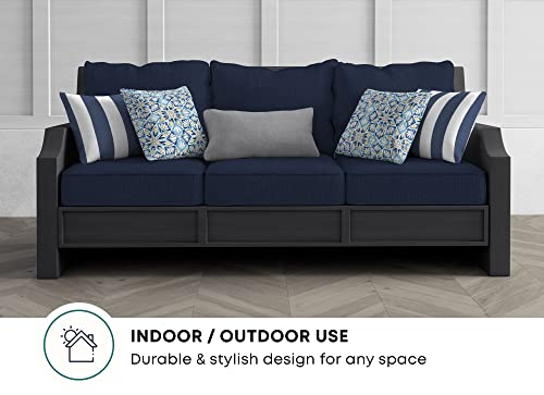Honeycomb Indoor/Outdoor Cabana Stripe Blue & White Square Toss Pillow: Recycled Fiberfill, Weather Resistant, Reversible, Comfortable and Stylish Pack of 2, 17" Pillows for Patio Furniture - Image 4