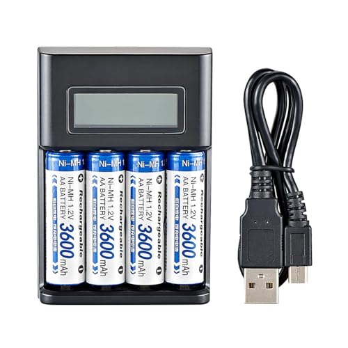 caricatoreDella Batteria Ricaricabile - caricatoreAaaAAA, Stazione Di Alimentazione USB | Hub Di Ricarica Rapida Con Schermo LCD, 4 Slot Indipendenti Per Batterie NIMH Da 1,2 V, Elettronica Di Viag