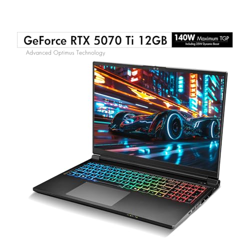 Image of Sager NP9560R Gaming Laptop, 16 Inch QHD+ 240Hz G-Sync, Intel Ultra 9 275HX, RTX 5070 Ti 12GB, 32GB RAM, 1TB Gen4 NVMe SSD, Win 11 Pro