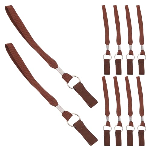 IWOWHERO 10pcs Brown Elastic Walking Stick Wrist Straps, Anti-slip Cane Lanyards for Senior Mobility, Sturdy Trekking Pole Accessories for Men and Women