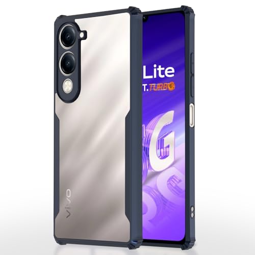 Image of Pikkme Back Cover for iQoo Z10 lite 5G / Vivo T4 lite 5G / Y19 5G / Y19e / Y04 4G / Y29s 5G | Ultra Hyrbid | Full Camera Protection | Raised Edge | Crystal Clear Transparent Bumper Case (Blue)