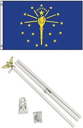 NEW 3'x5' INDIANA State Flags Polyester w/ 6' POLE Kits