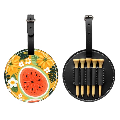 Fruits Background Illustration Black Printed Golf tee Storage Bag - Portable Design, Easy to Organize tee