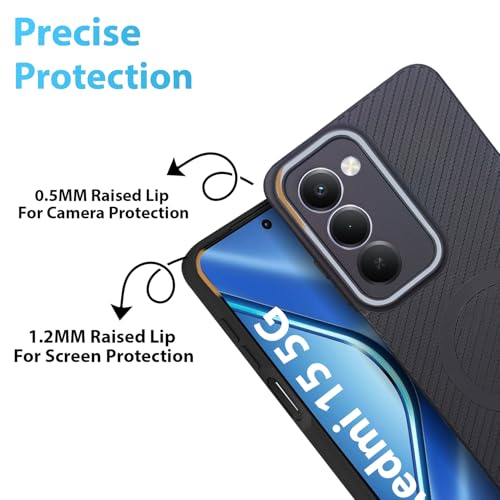 Image of LIRAMARK Rugged Carbon Fibre TPU Armor Silicone Back Cover Case for Redmi 15 5G