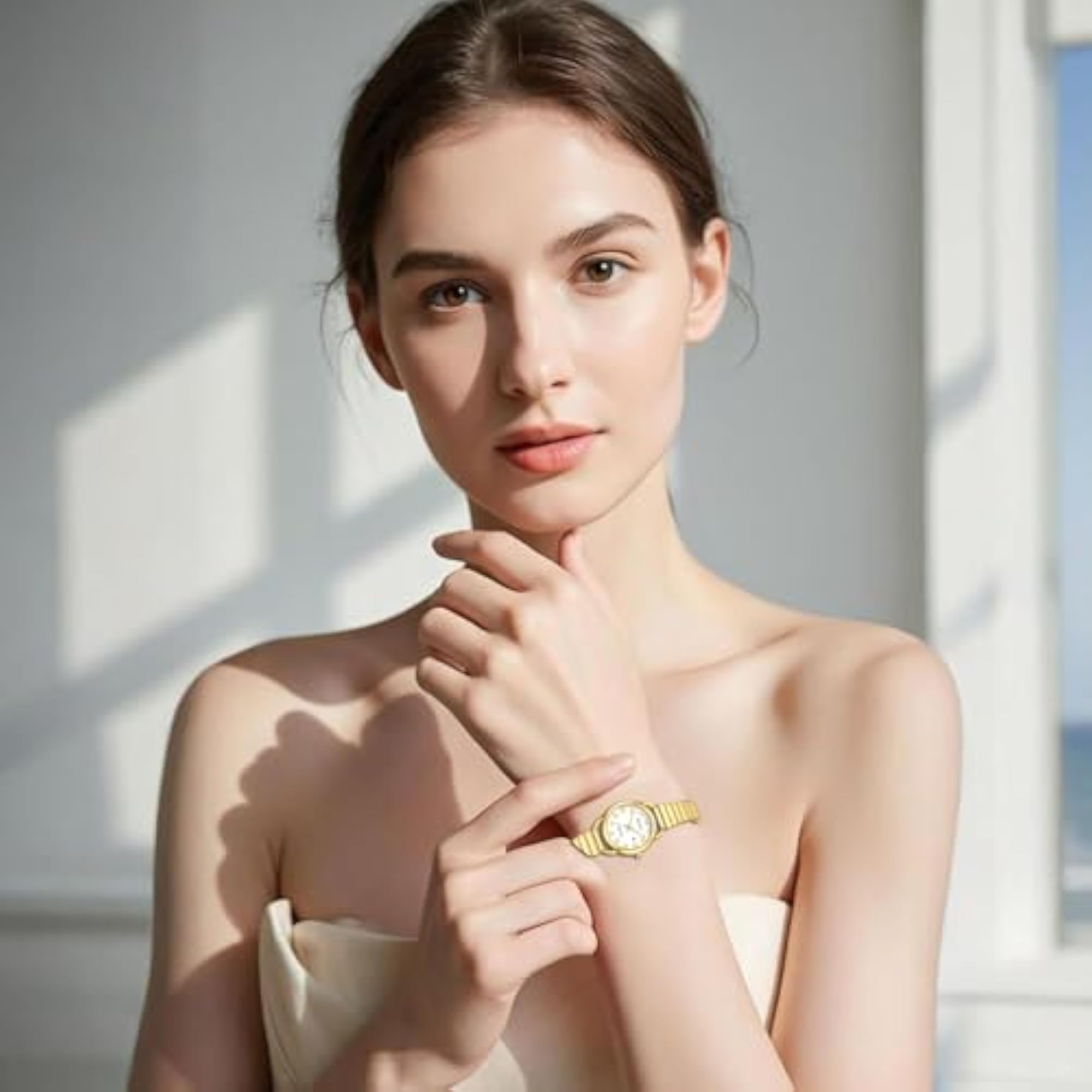 Women's Elegant Waterproof Gold Watch with Quartz Movement