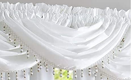 Bridget Crushed Satin Beaded Valance (White)
