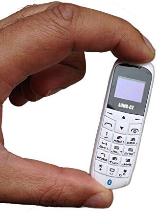 LONG CZ J8-WORLD'S SMALLEST PHONE-KEY FOB-TINY-MINI-BLUETOOTH HEADSET-KIDS TOY-PLASTIC PHONE- (WHITE)
