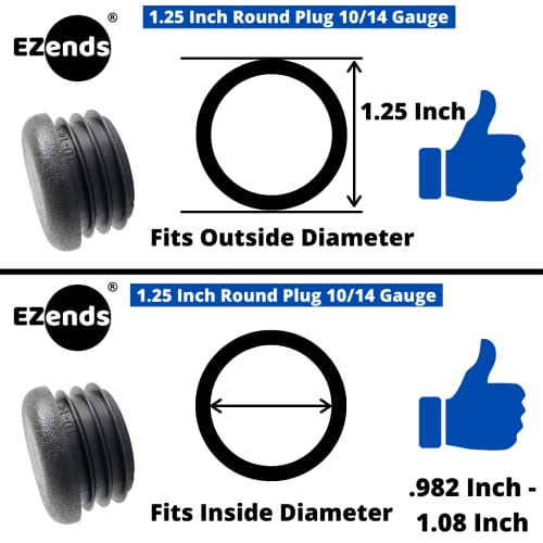 Image of Premium Grade 1 1 /4 Inch Round Plastic Plugs, Extra Durable 10-14 Gauge (20 Pack) Pipe Plug Tubing End Cap, Black Round End Caps, Durable Chair Glide Sliders, Furniture Floor Protection.