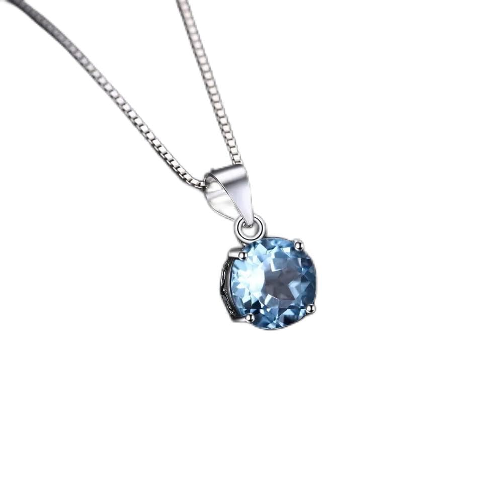 Collier topaze bleue naturelle 2,4 ct sans chaîne pour fiançailles - 4